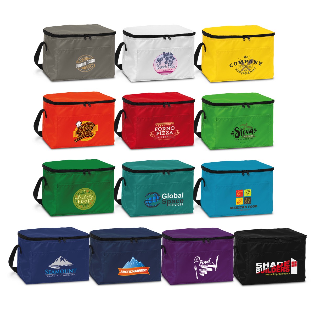 elevate personalised coloured cooler bags available