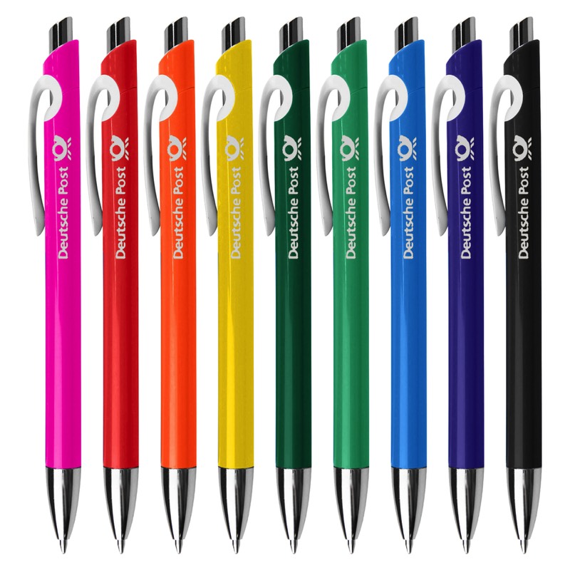 elevate plastic pens with stylised clip and coloured barrel options